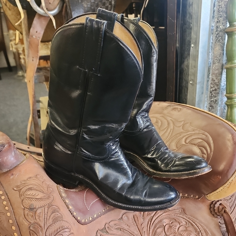 Black Leather Cowboy Boots